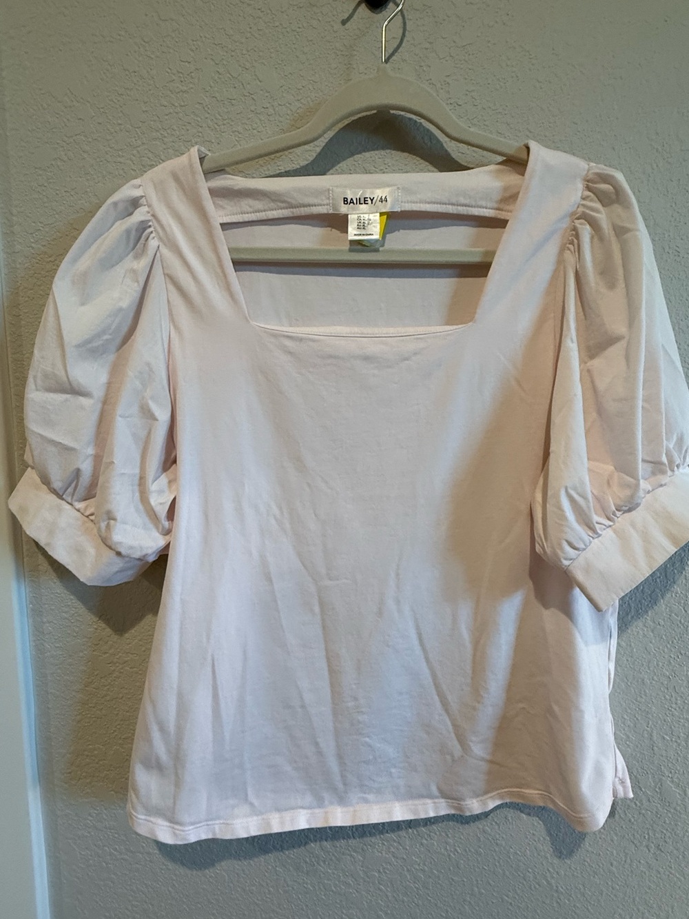 Bailey 44 Pale Pink Square Neck Puff Sleeve Top Blouse - XL